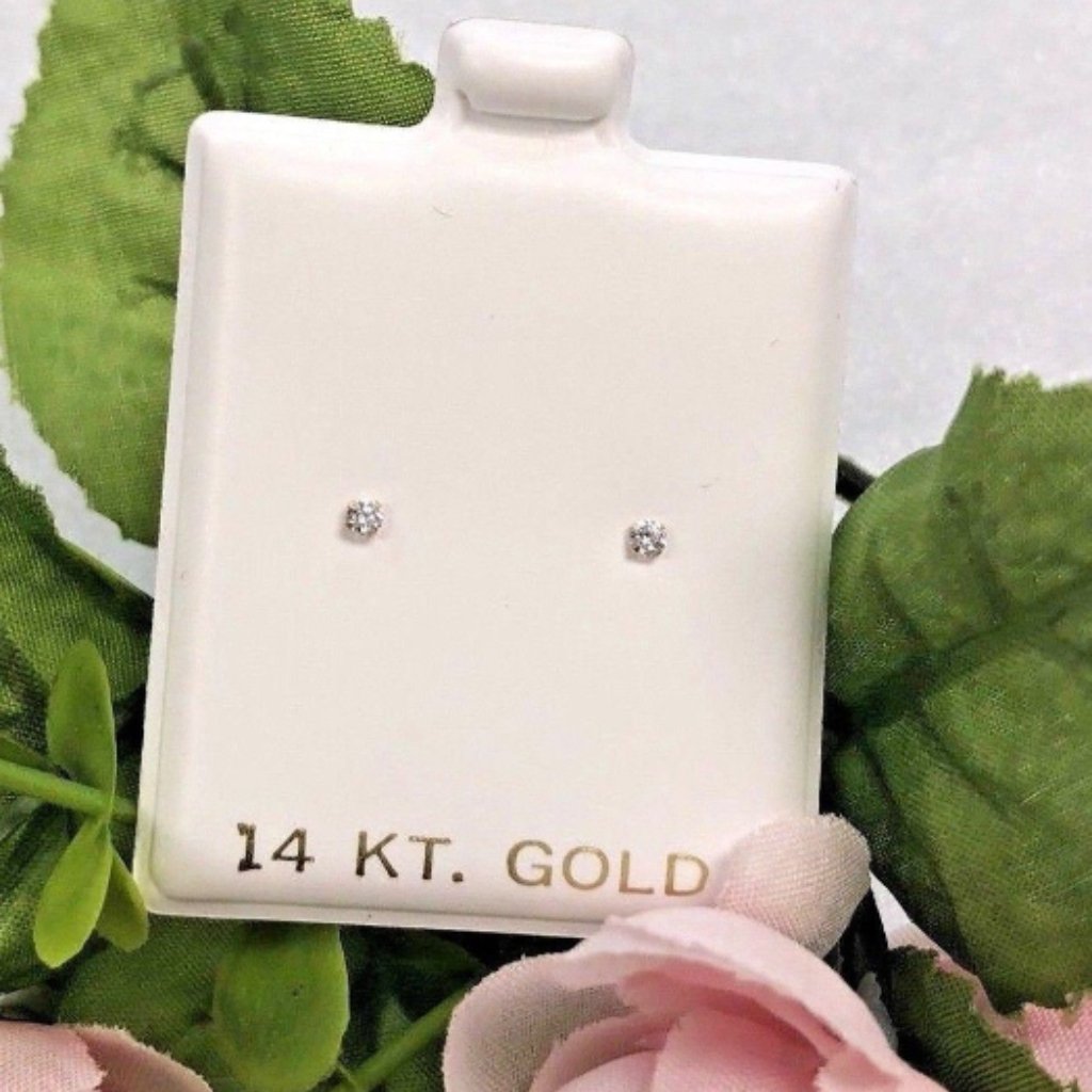 Babies/Infants/Women 14k Yellow Gold Cz Earrings